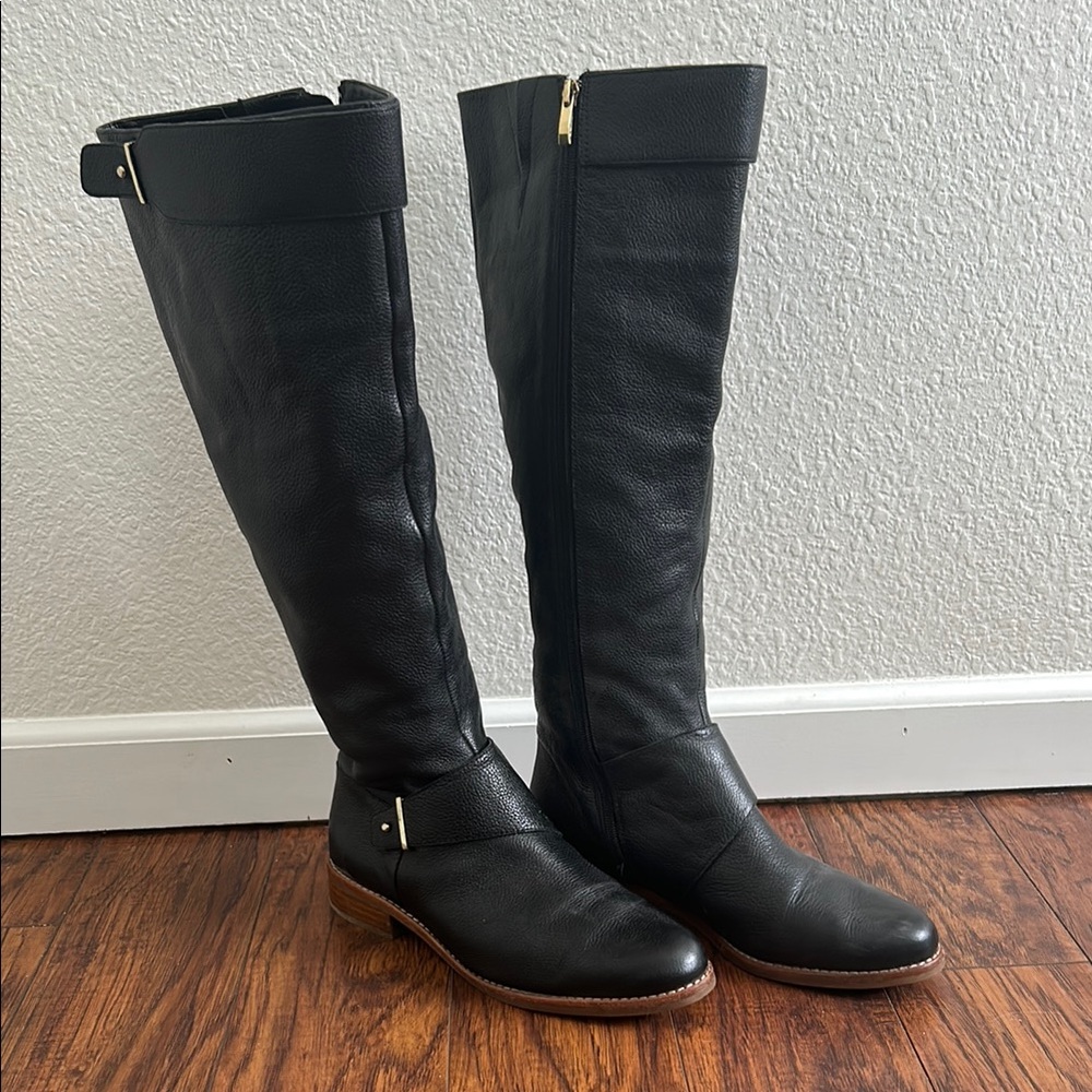 French Connection Black Leather Riding Boots